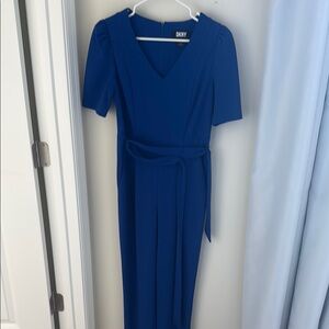 DKNY Deep Blue Midi Dress with Belt